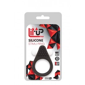 Чёрное эрекционное кольцо LIT-UP SILICONE STIMU RING 1 BLACK